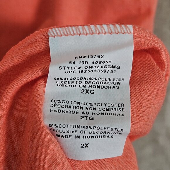 NWT Champion T-Shirt V Neck Women's Sz XXL 2XL Orange Pink Pullover Short Sleeve - Picture 9 of 10